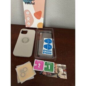 Mocca 13 silicone Stand Case 6.1 inch Stone Beige Ring Screen Camera Protectors